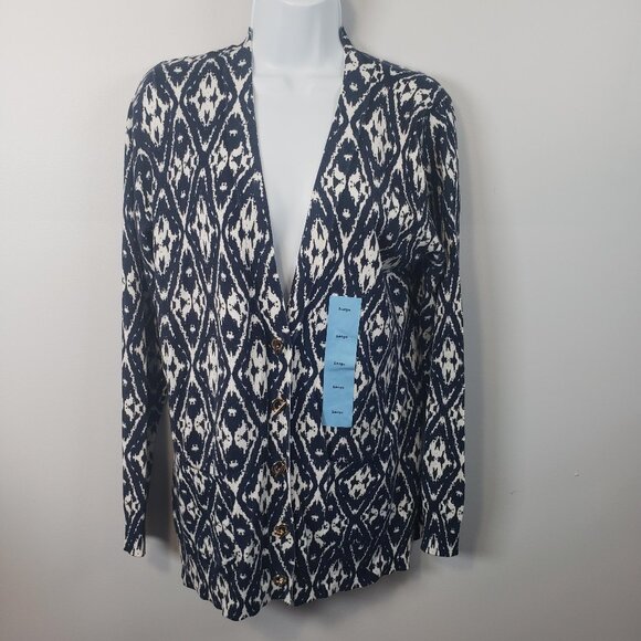 Grace Elements Sweaters - NWT Grace Elements Blue  Boyfriend Cardigan Sweater TBar Closure Size L / A141
